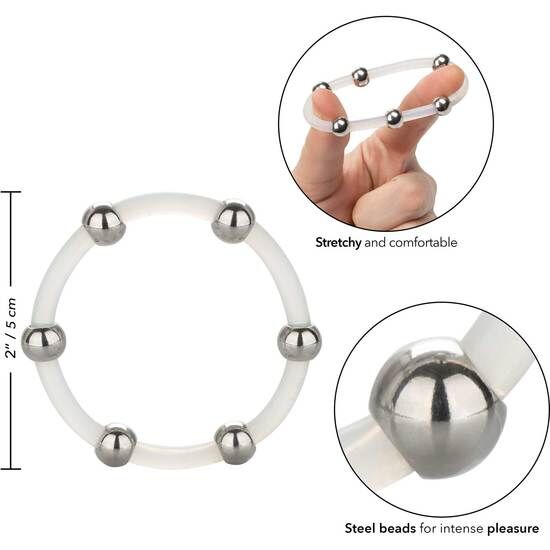 CALEXOTICS - ANELLO IN SILICONE CON PERLINE IN ACCIAIO XL Calexotics