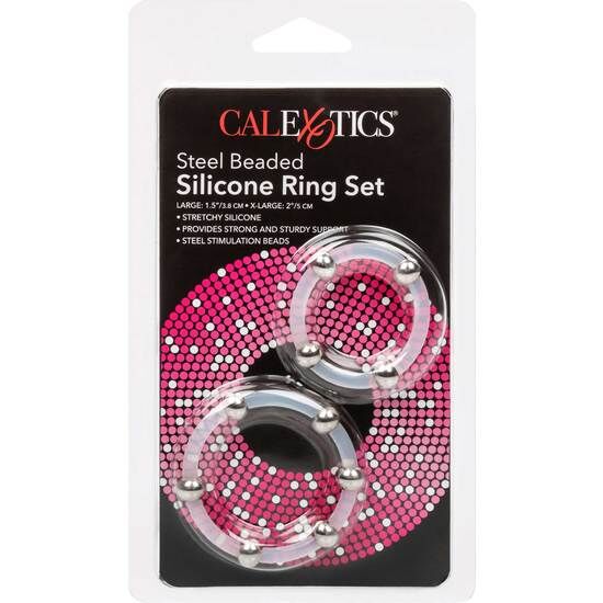 CALEXOTICS - SET DI ANELLI IN SILICONE CON PERLINE IN ACCIAIO Calexotics
