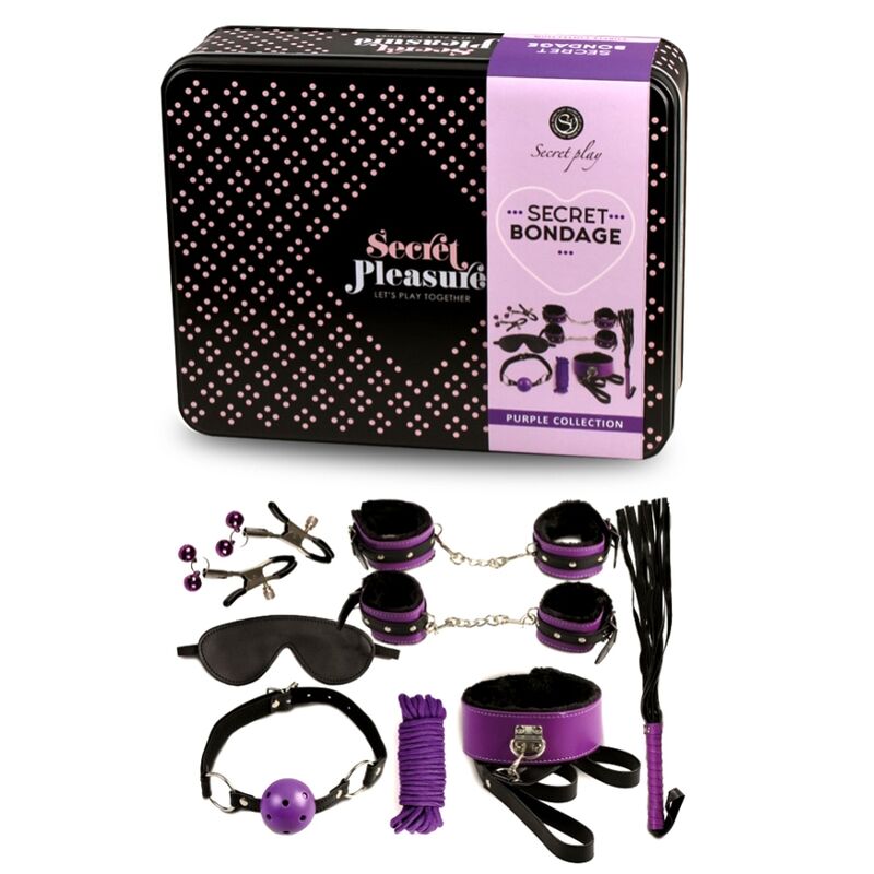 SECRETPLAY - BDSM SET 8PCS VIOLA / NERO. Secretplay 100% Fetish