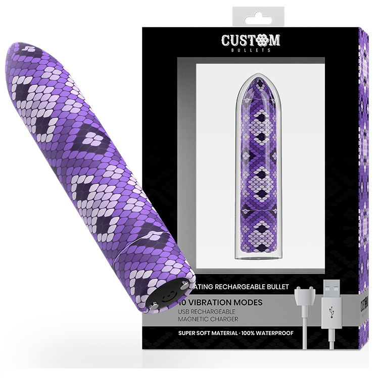 CUSTOM BULLETS - RECHARGEABLE SNAKE PURPLE MAGNETIC BULLET 10V Custom Bullets