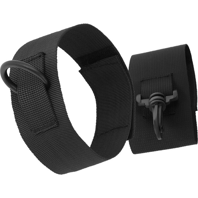 DARKNESS - POLSINI ALLA CAVIGLIA IN NYLON NERO Darkness Bondage