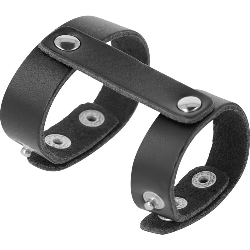 DARKNESS - ANELLO REGOLABILE PER PENE E TESTICOLI IN PELLE Darkness Bondage