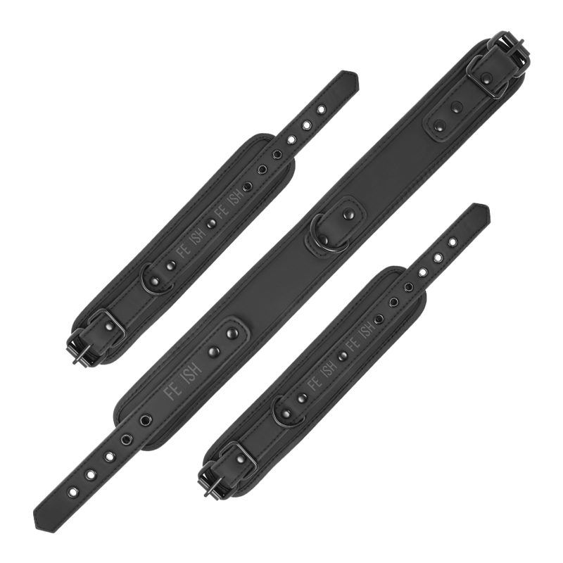 FETISH SUBMISSIVE - COLLANA E MANETTE IN PELLE VEGANA CON FODERA IN NOPRENE Fetish Submissive Bondage