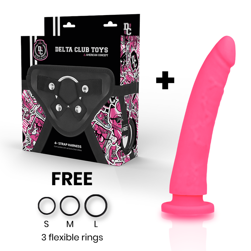 DELTA CLUB - TOYS IMBRACATURA + DONG SILICONE ROSA 17 CM -O- 3 CM Deltaclub