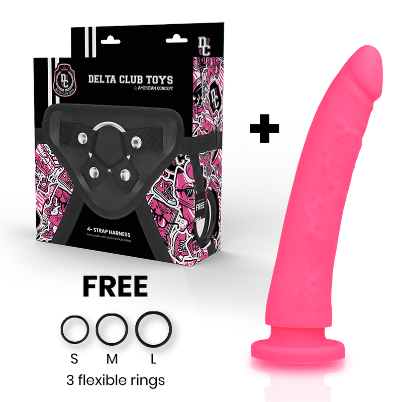 DELTA CLUB - TOYS IMBRACATURA + DONG SILICONE ROSA 20 CM -O- 4 CM Deltaclub