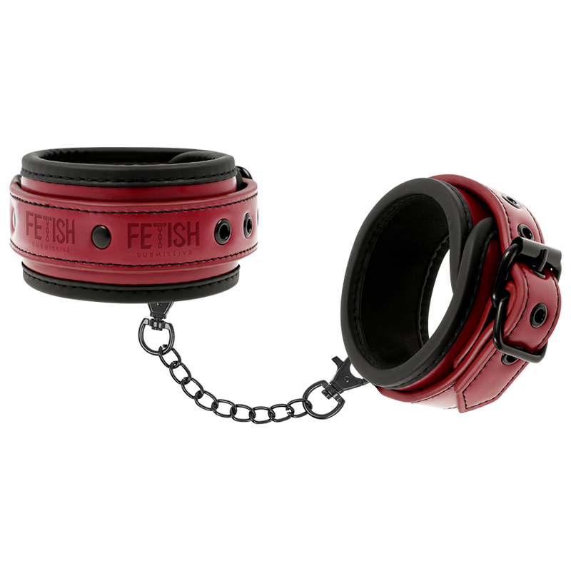 FETISH SUBMISSIVE DARK ROOM - MANETTE ALLA CAVIGLIA VEGAN IN PELLE CON FODERA IN NEOPRENE Fetish Submissive Dark Room