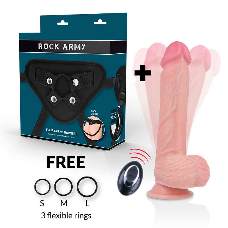 ROCKARMY - IMBRACATURA + VIBRATORE IN SILICONE LIQUIDO TELECOMANDO APACHE PREMIUM 20.5 CM -O- 4.62 CM Rock Army